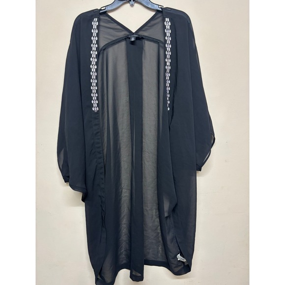 Atmosphere Other - Atmosphere Black Sheer Kimono One Size Embroidered Open Front Vacation Summer